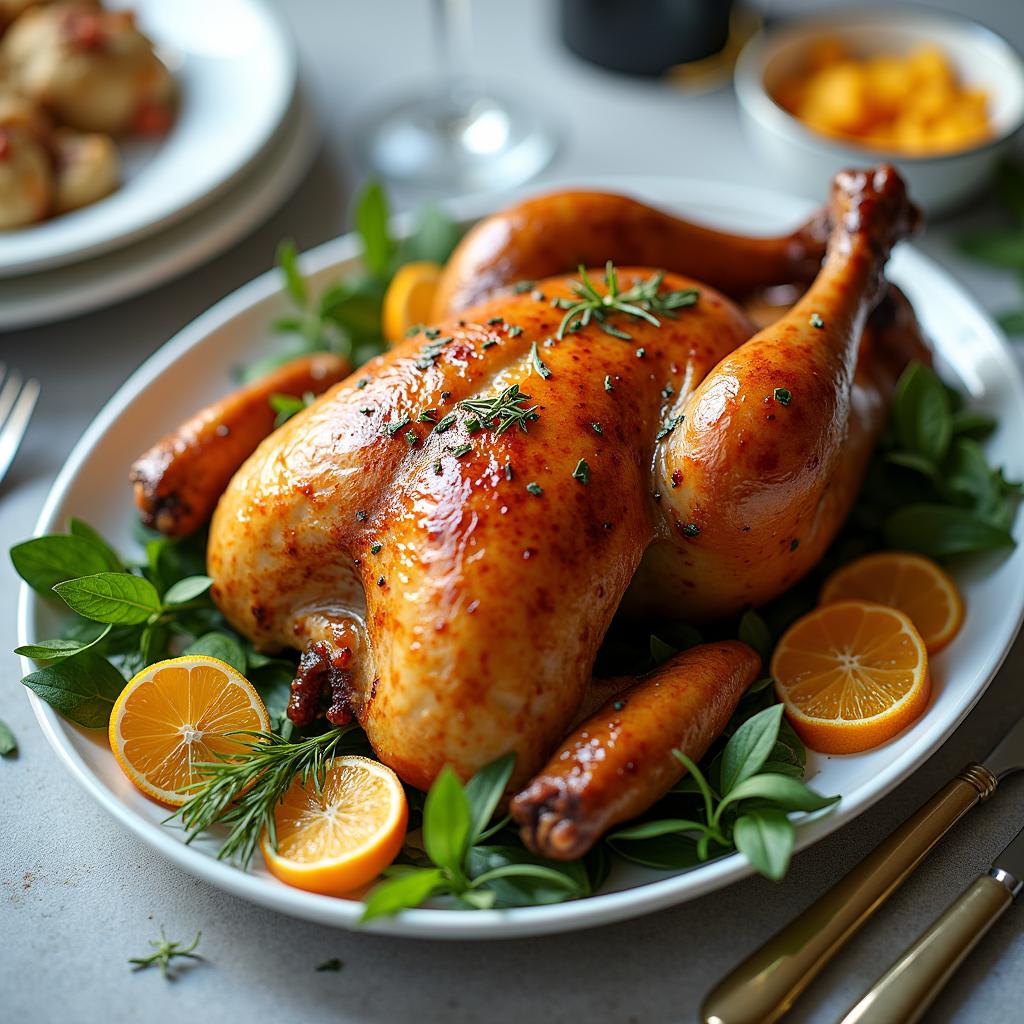 Garden Herb-Roasted Chicken with Carmel Citrus Glaze
