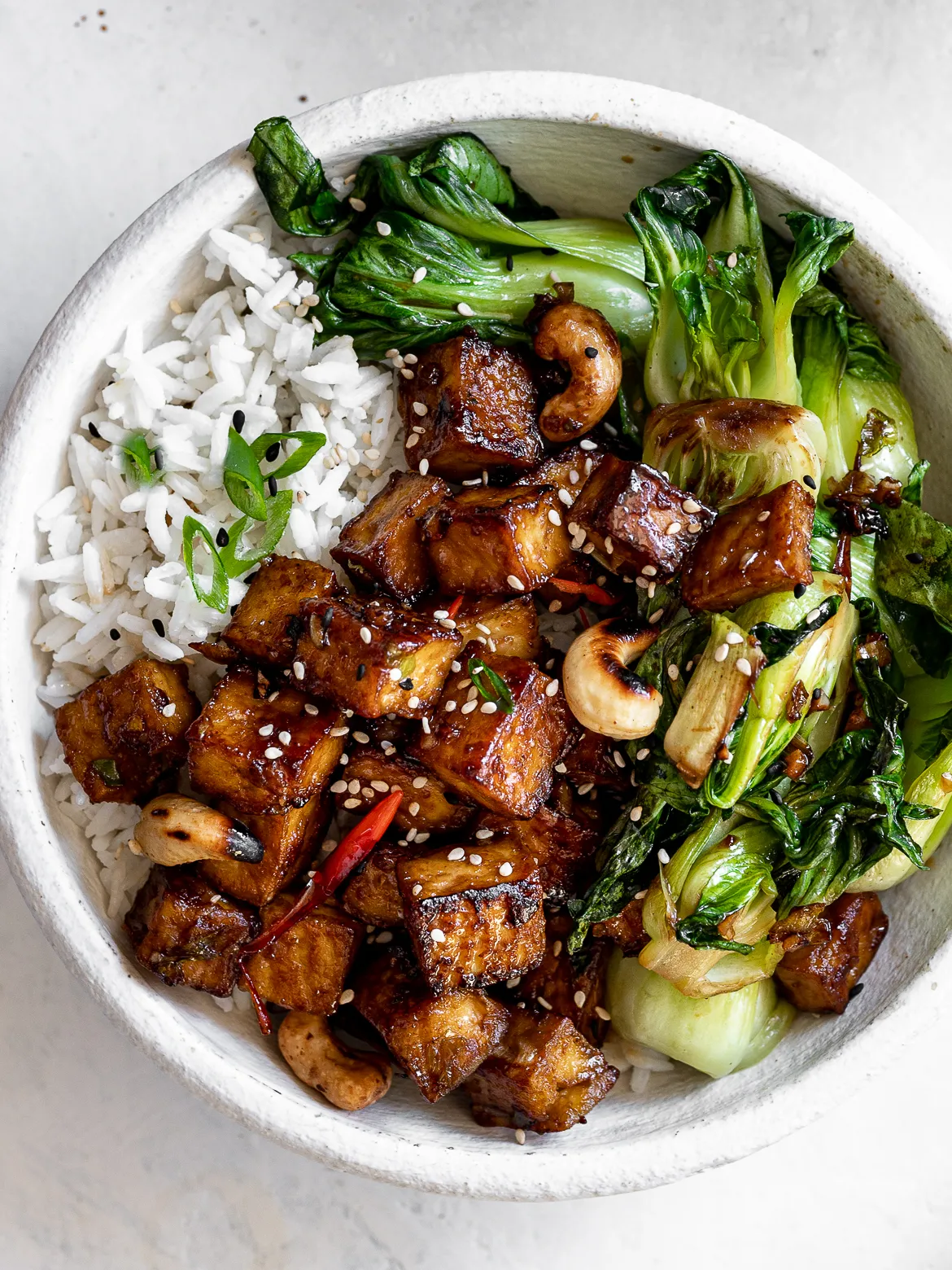 Stir-Fried Tofu with Bok Choy and Garlic Soy Sauce