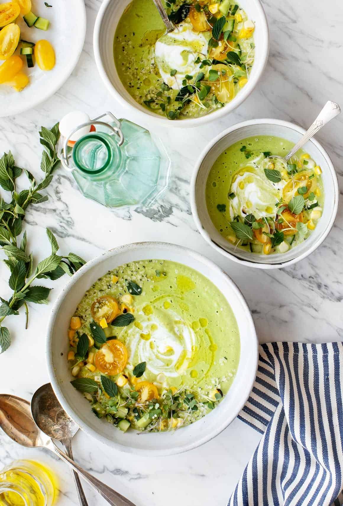 Chilled Cucumber-Mint Gazpacho with Avocado Cream