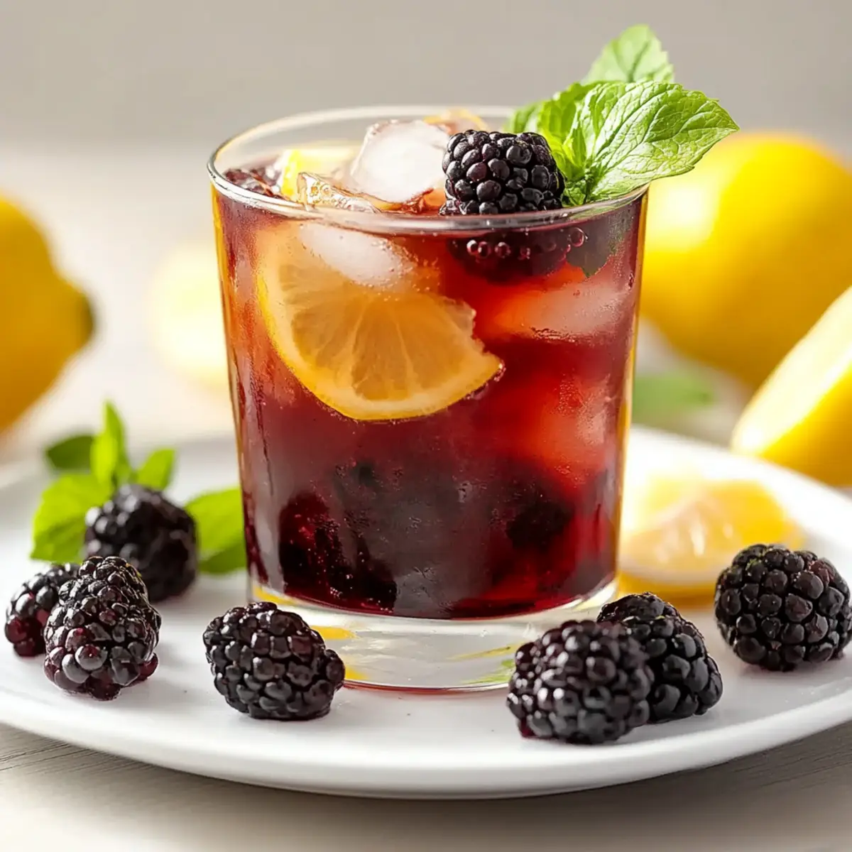 Sparkling Blackberry and Lemon Verbena Iced Tea