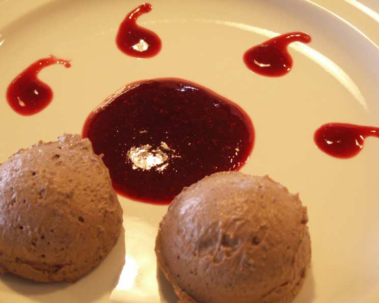 Chocolate Rabbit-Shaped Mousse with Raspberry Coulis