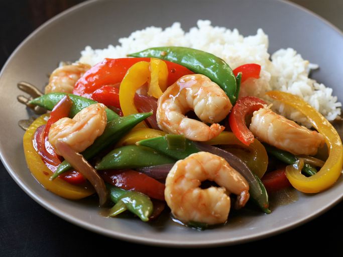 Sautéed Shrimp and Bell Pepper Stir-Fry with Ginger and Garlic