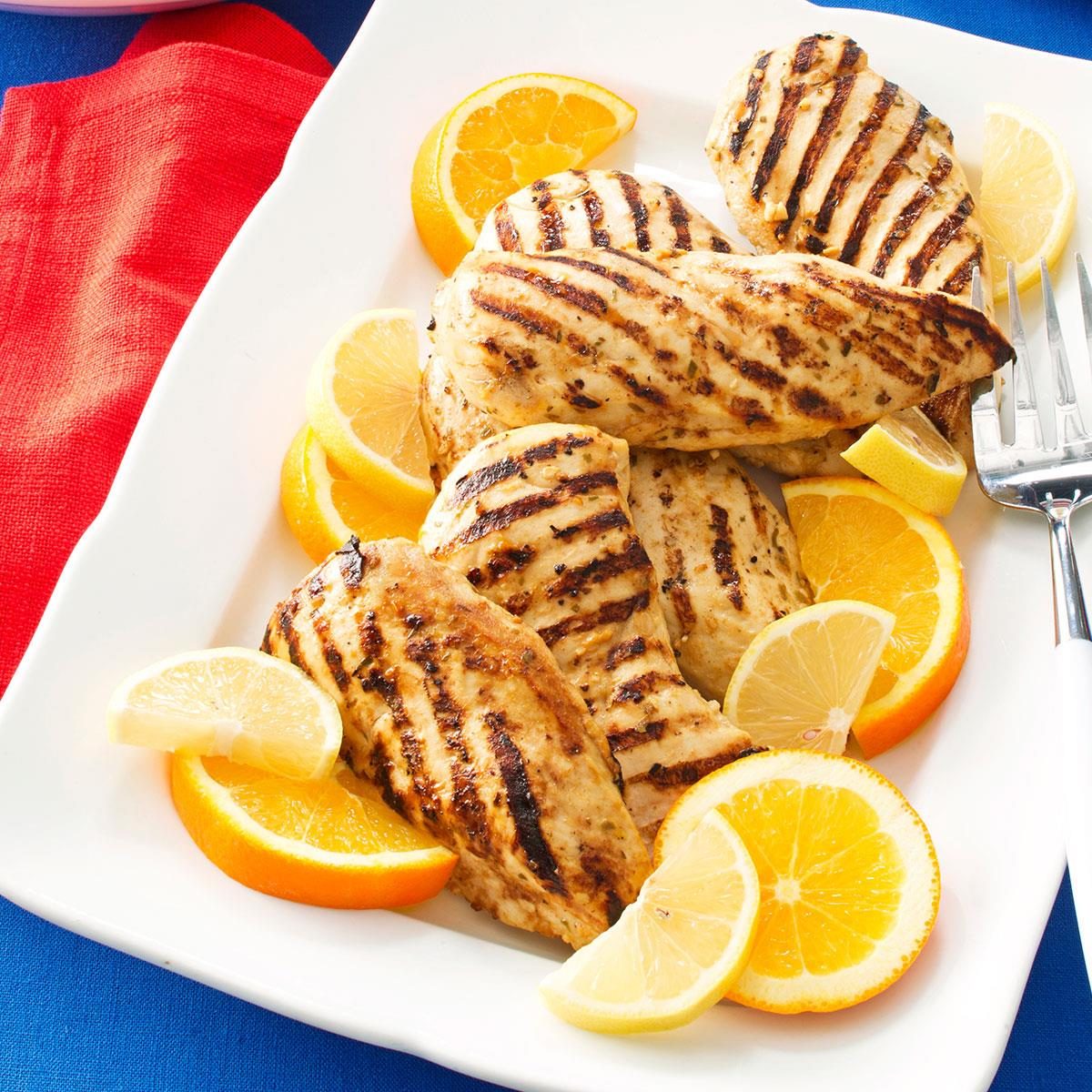 Grilled Citrus-Marinated Chicken with Charred Bell Peppers