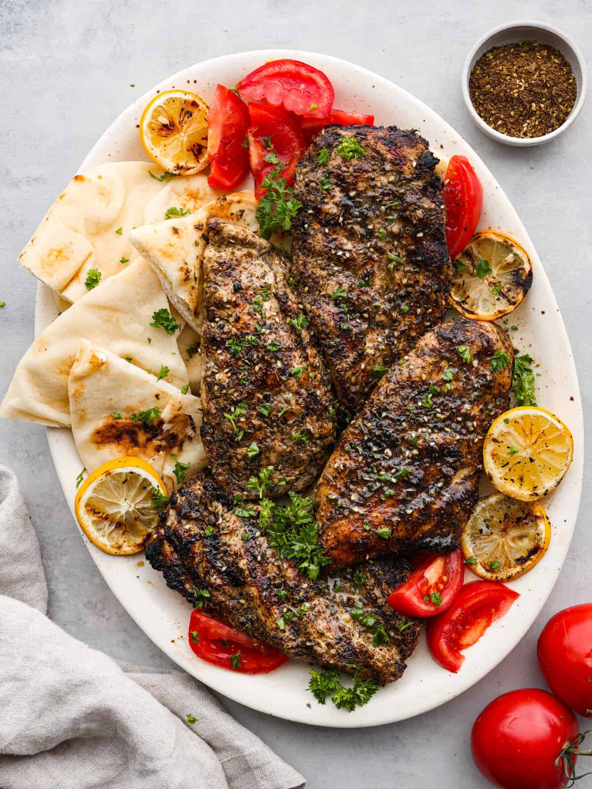 Pan-Seared Chicken Breast with Za'atar and Lemon Yogurt Sauce