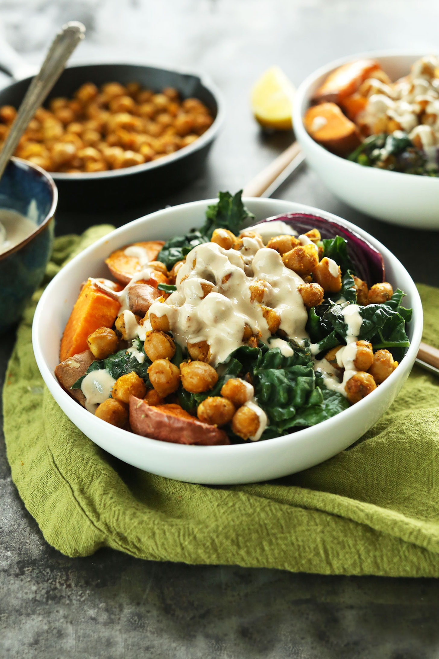 Roasted Chickpea and Hummus Mediterranean Bowl