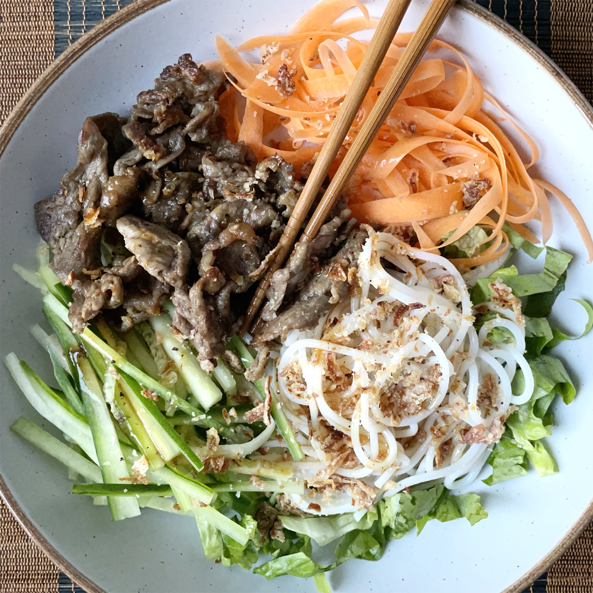 Simmered Beef Vermicelli Bowl with Lemongrass and Shrimp Paste