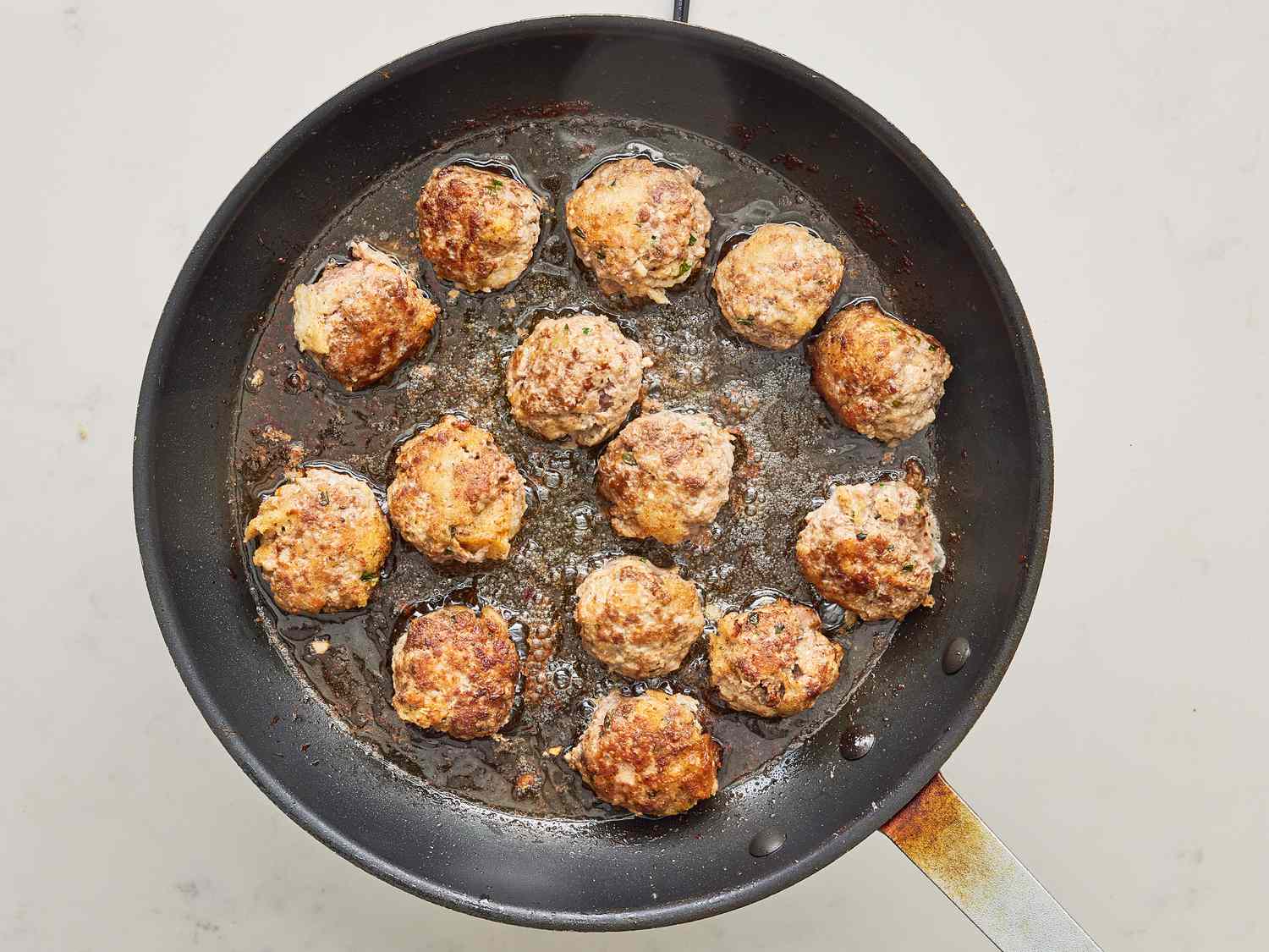Pan-Fried Turkey Meatballs with Sweet Corn and Peas