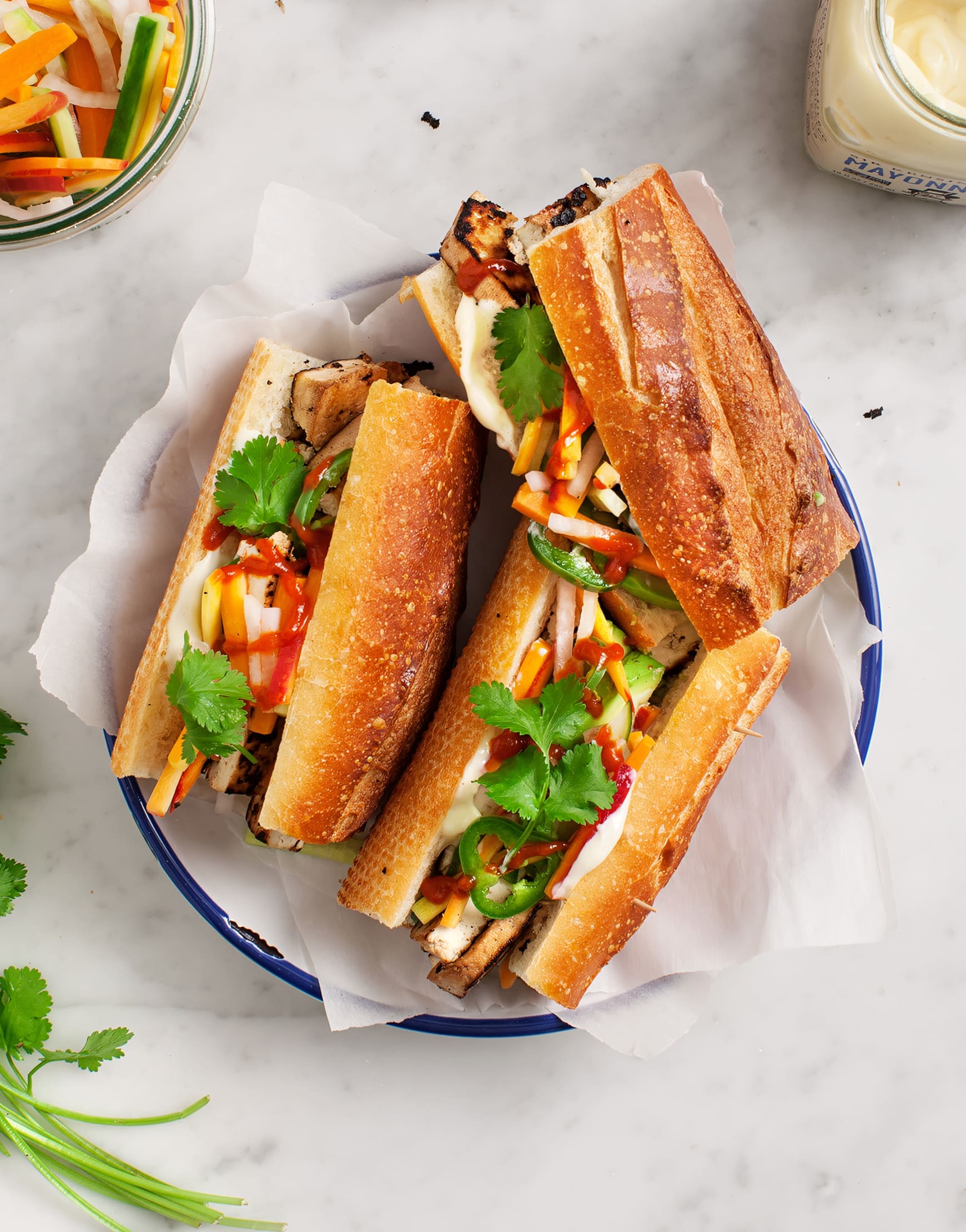 Vegan Tofu and Mushroom Banh Mi with Pickled Vegetables