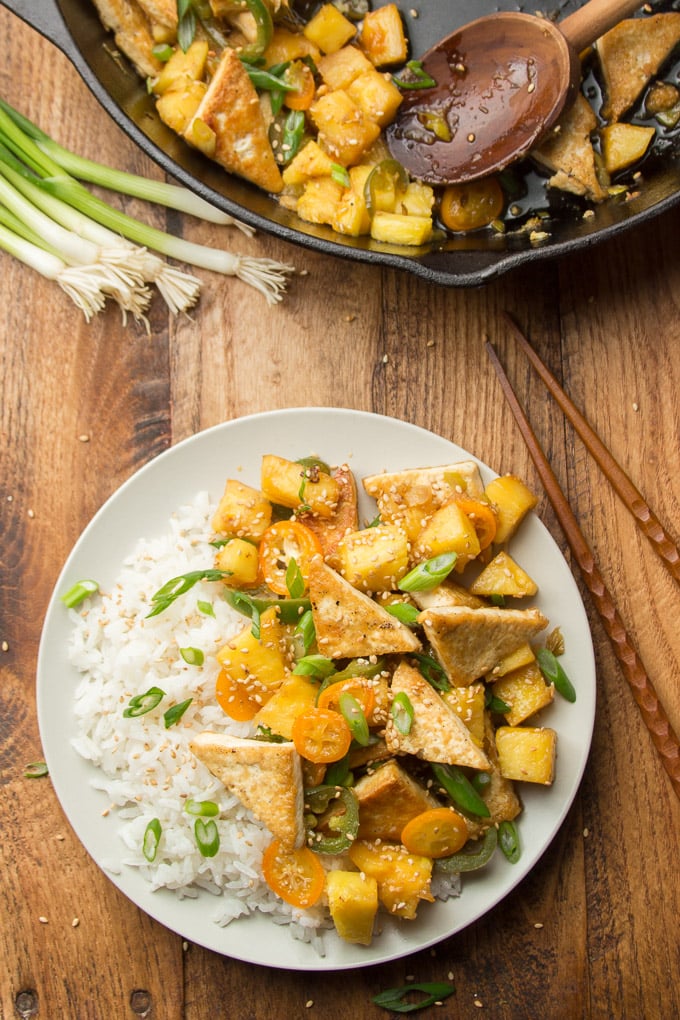Spiced Pineapple and Taro Leaf Stir Fry
