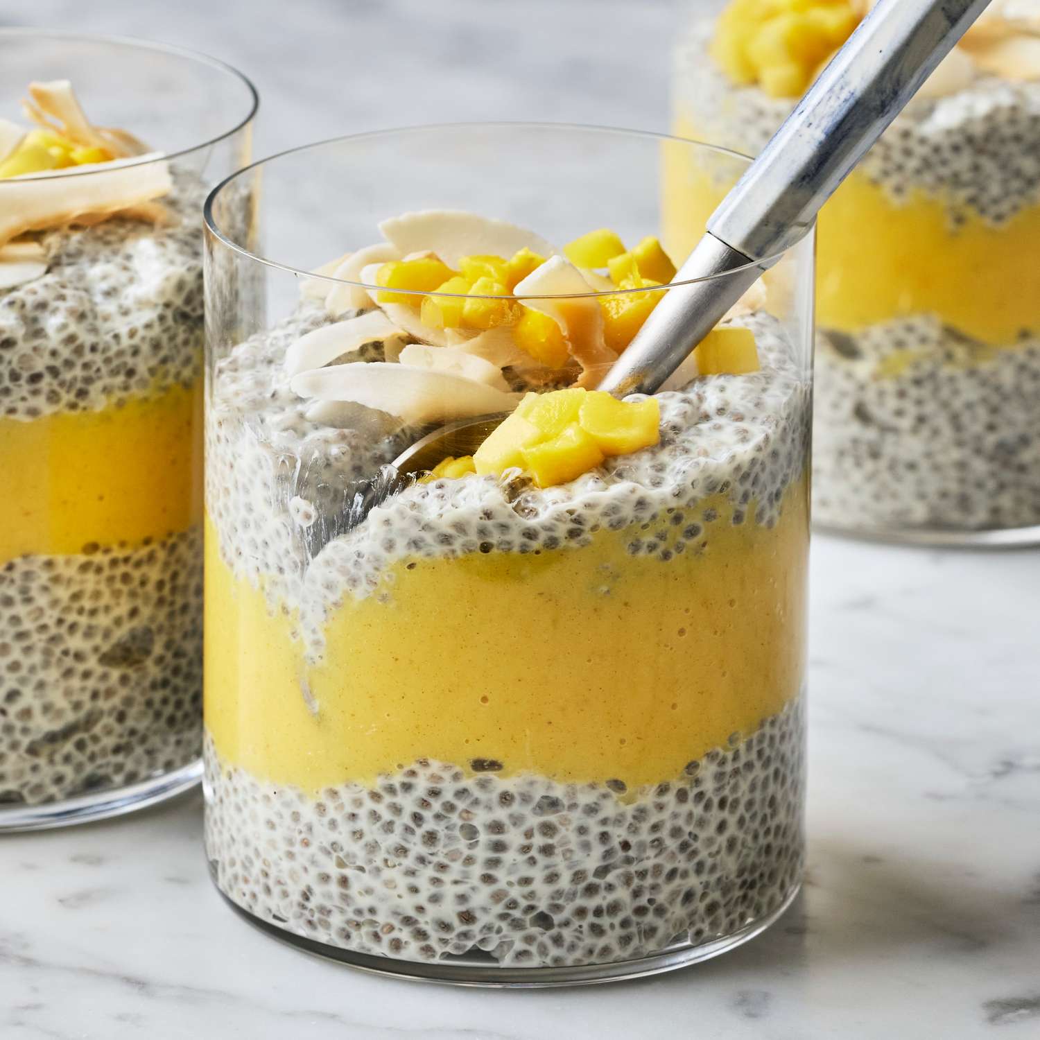 No-Bake Tropical Chia Seed Pudding with Coconut and Mango