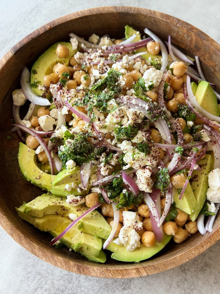 Spiced Chickpea and Avocado Salad with Mixed Greens