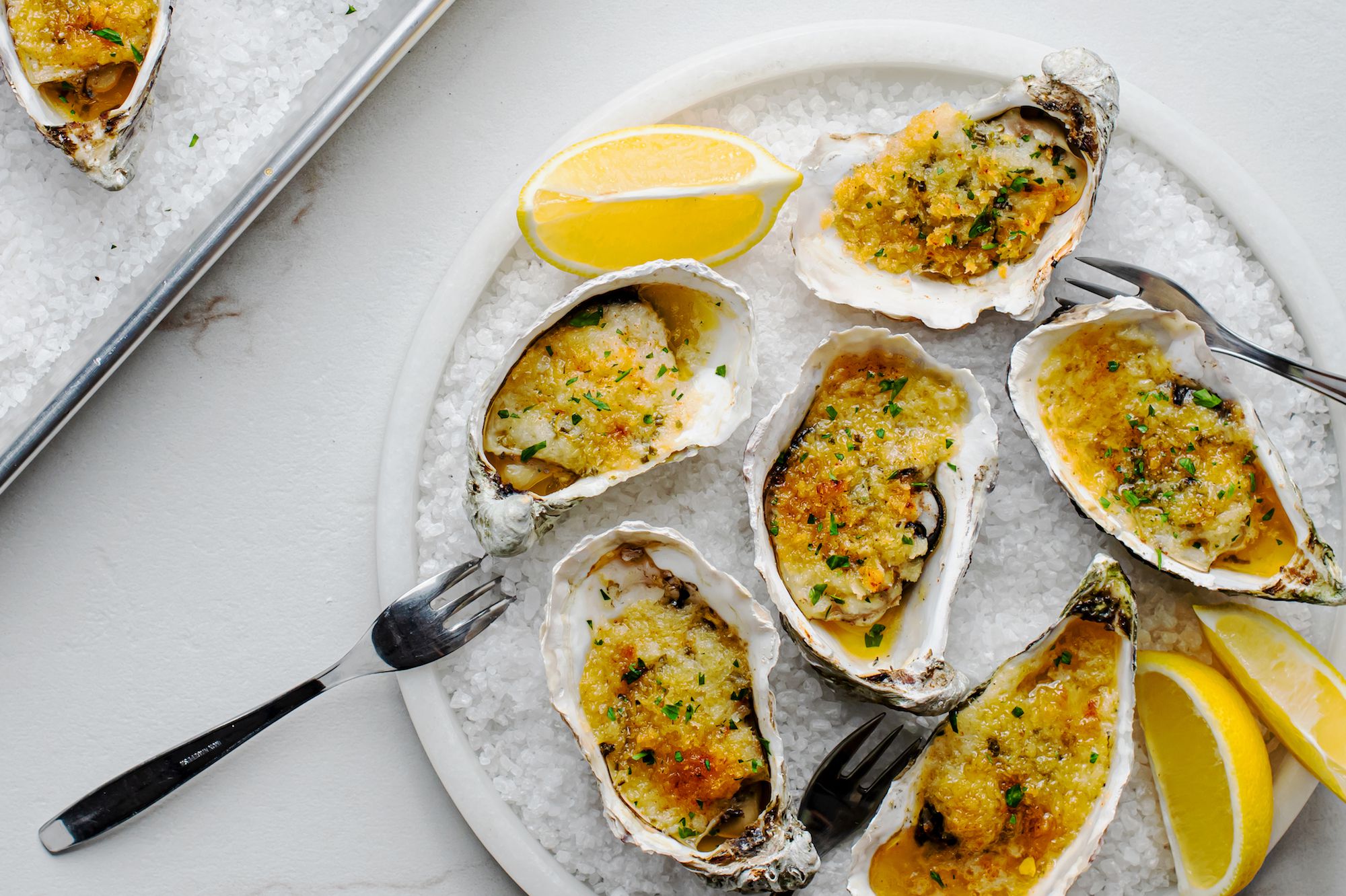 Pan-Seared Oysters with Garlic Butter and Herb Drizzle