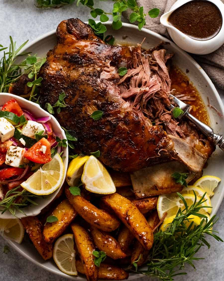 Slow-Roasted Lamb Shoulder with Mediterranean Spices and Chickpeas
