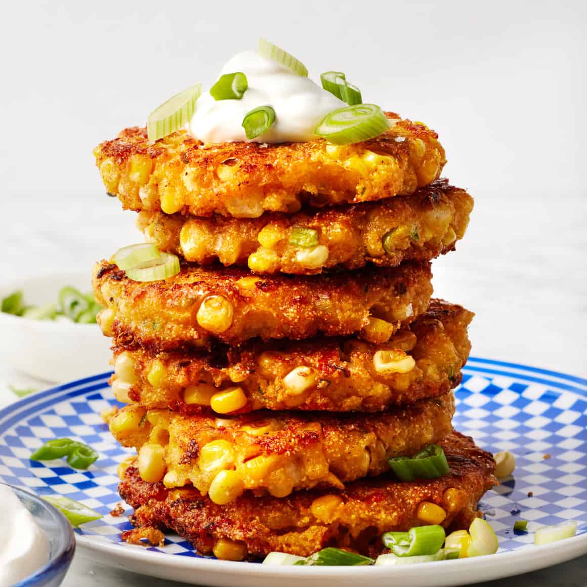 Pan-Seared Corn and Zucchini Fritters with Lemon Yogurt Sauce