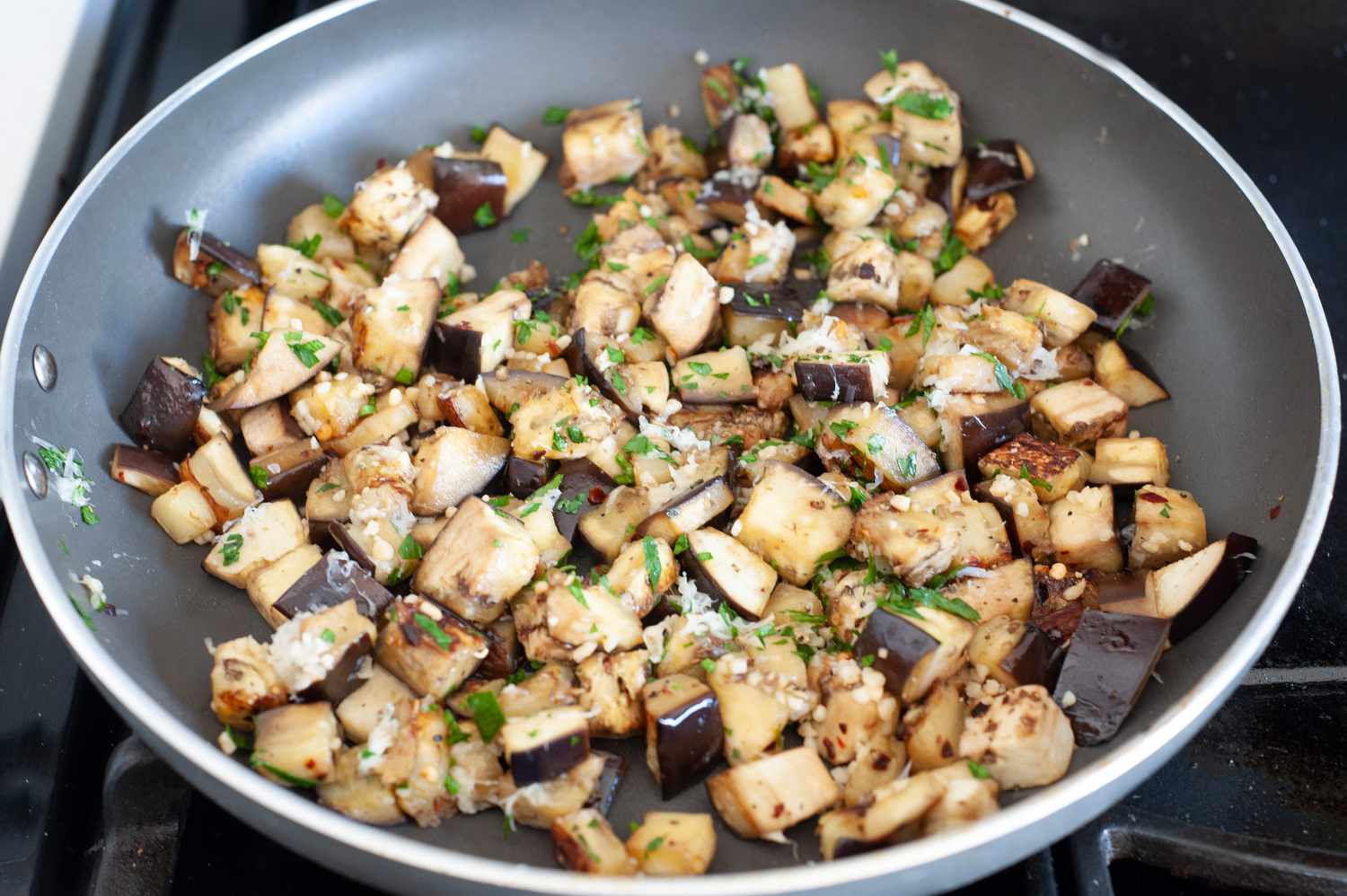 Sautéed Garlic-Ginger Eggplant Donburi