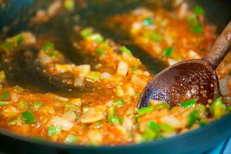 Stewed Chayote with Oaxacan Red Chile and Toasted Sesame