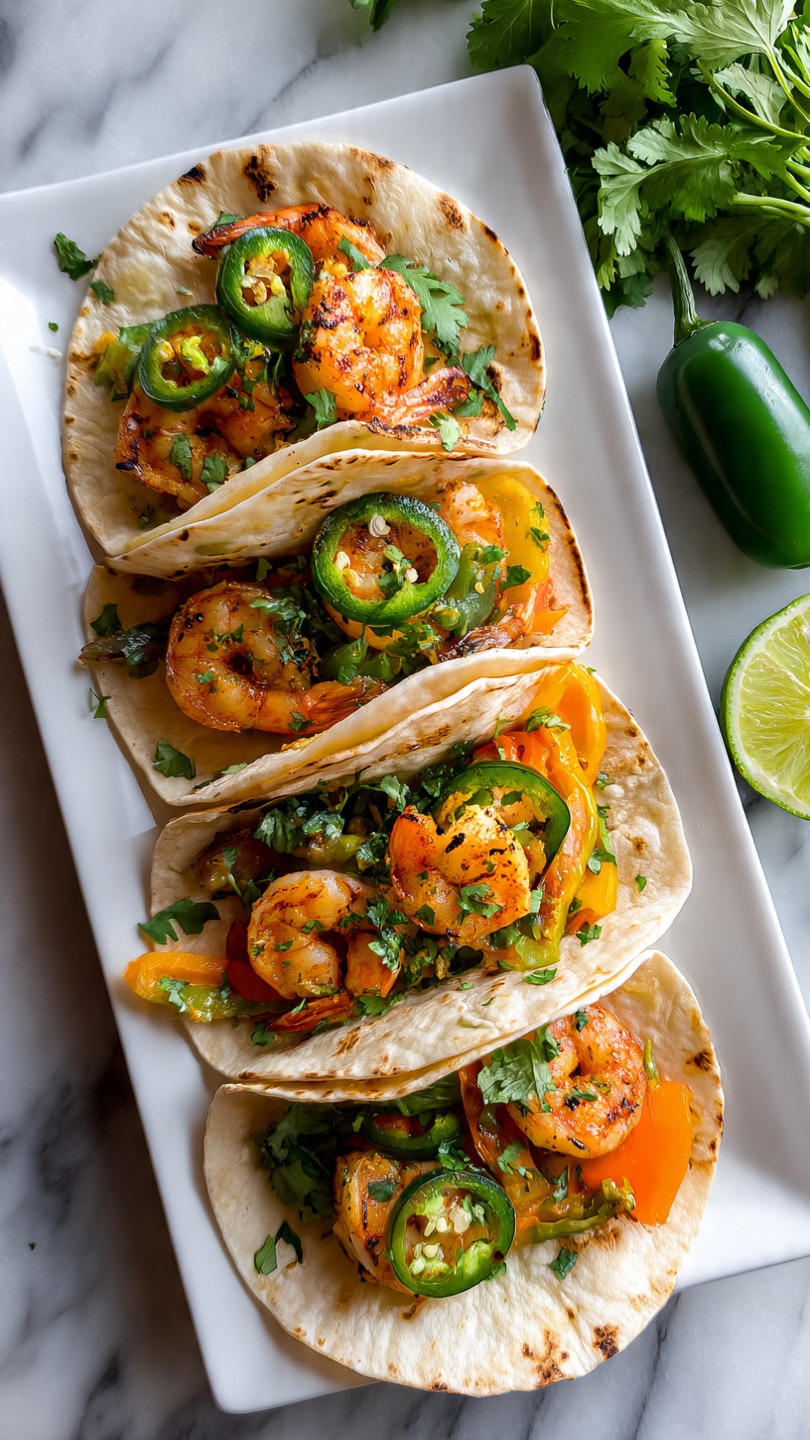 Charred Jalapeño and Lime Grilled Shrimp Tacos