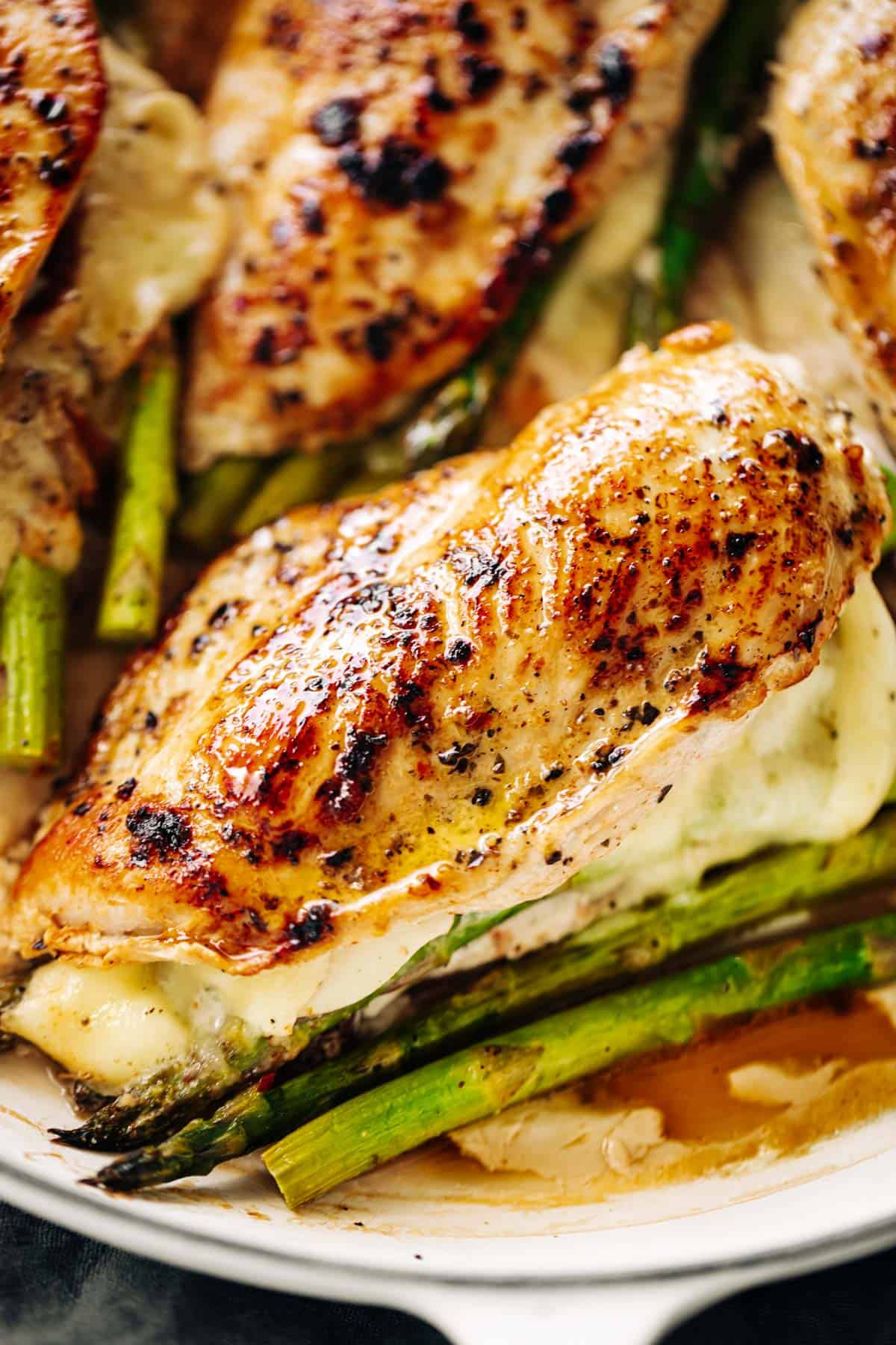 Cream Cheese and Herb-Stuffed Chicken Breast with Roasted Asparagus