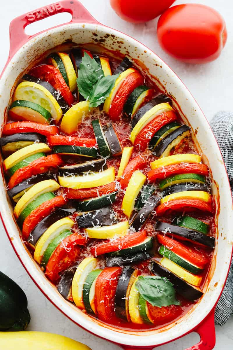 Layered Ratatouille Tian with Balsamic Glaze