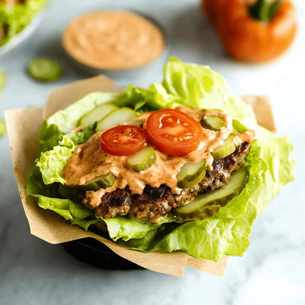 Bunless Bacon Cheeseburger Lettuce Wraps