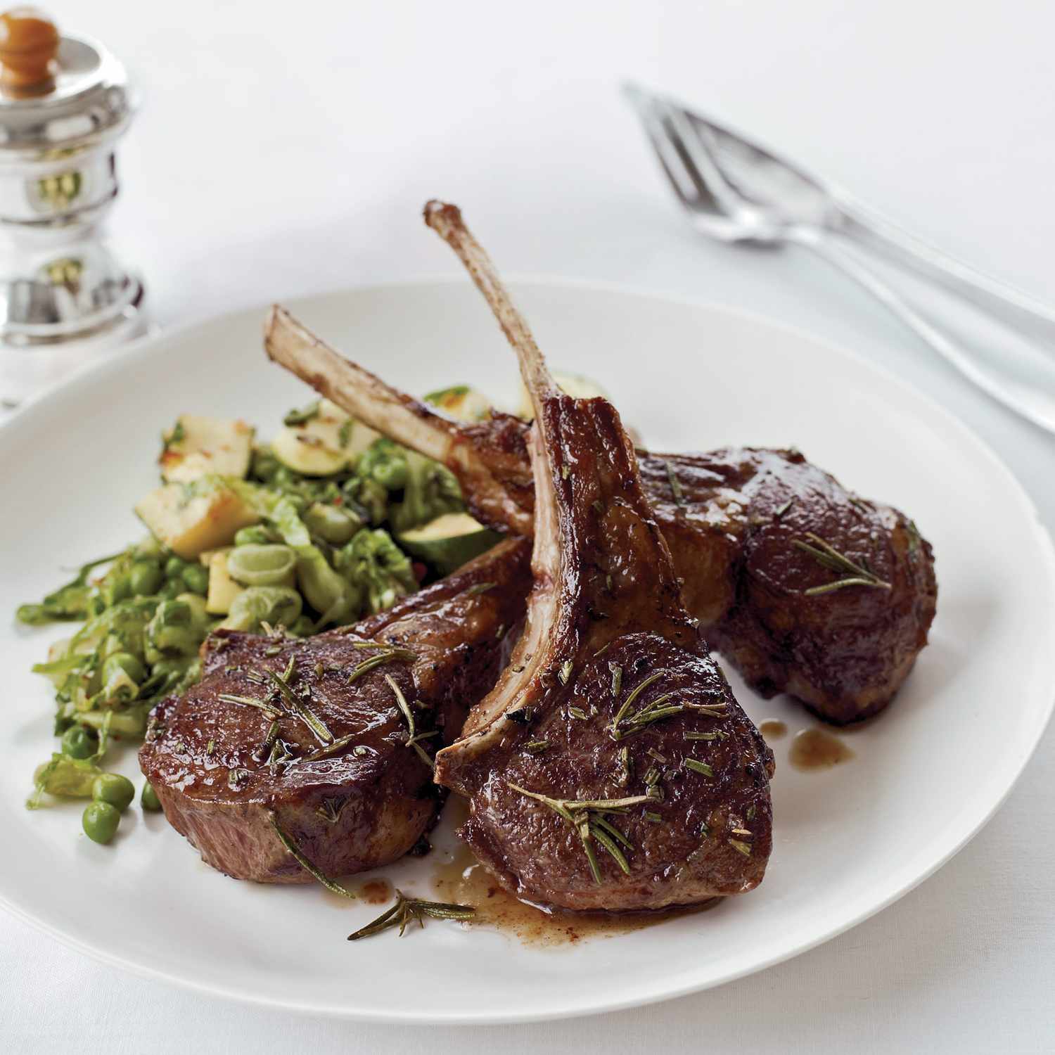 Herb-Roasted Lamb Chops with Garlic and Mustard Jus