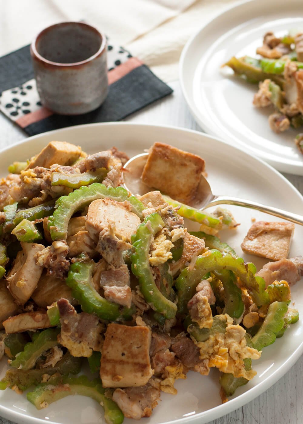 Pan-Seared Goya Champuru with Eggs and Spam