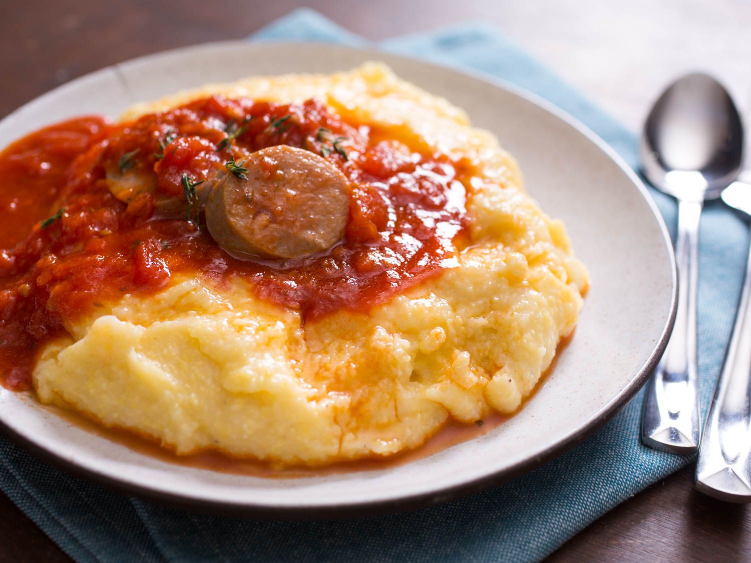Oven-Baked Polenta with Tomato and Basil Ragù