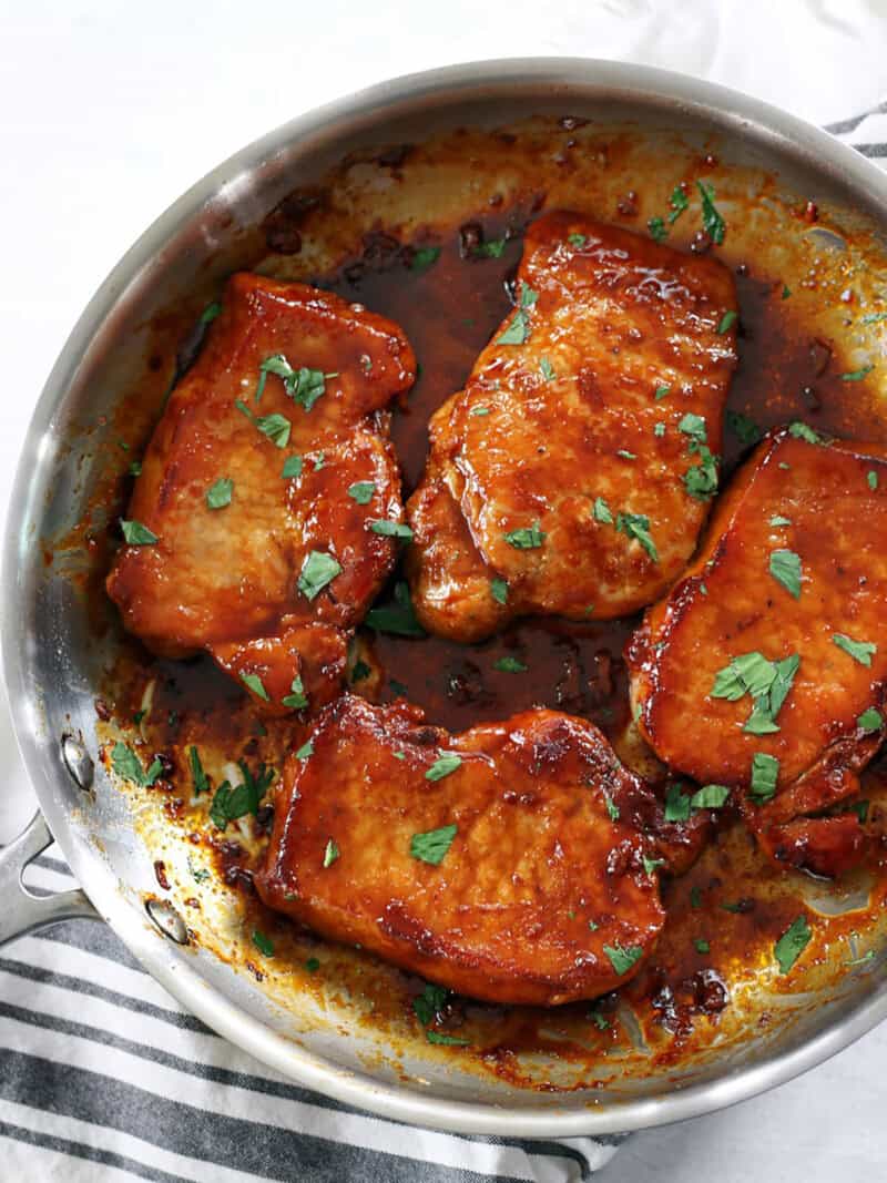 Whiskey-Infused Maple Glazed Glazed Pork Chops