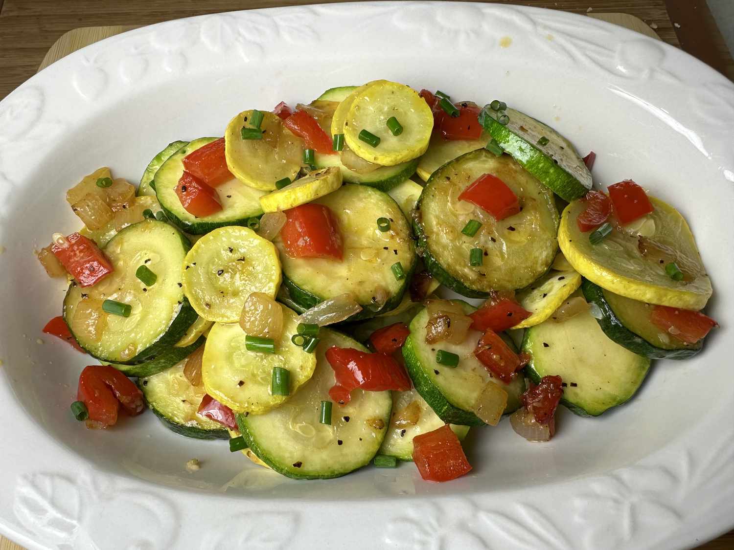 Sautéed Zucchini and Bell Peppers with Basil and Garlic