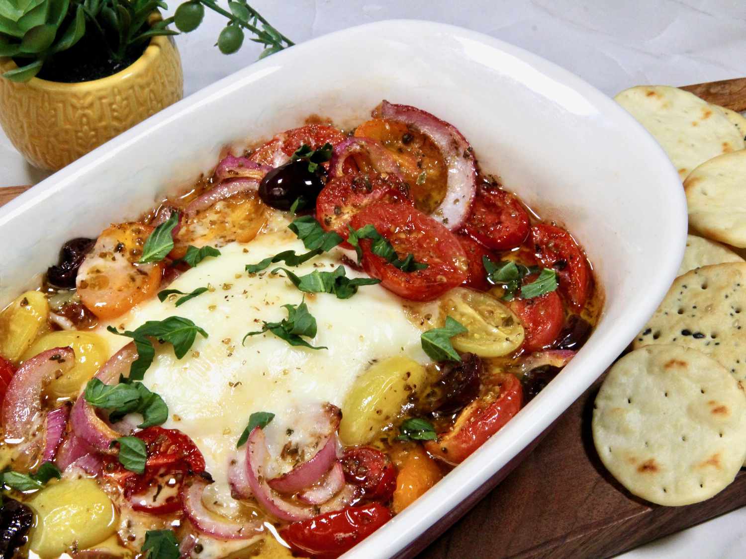 Oven-Roasted Herb Tomato and Mozzarella Bake