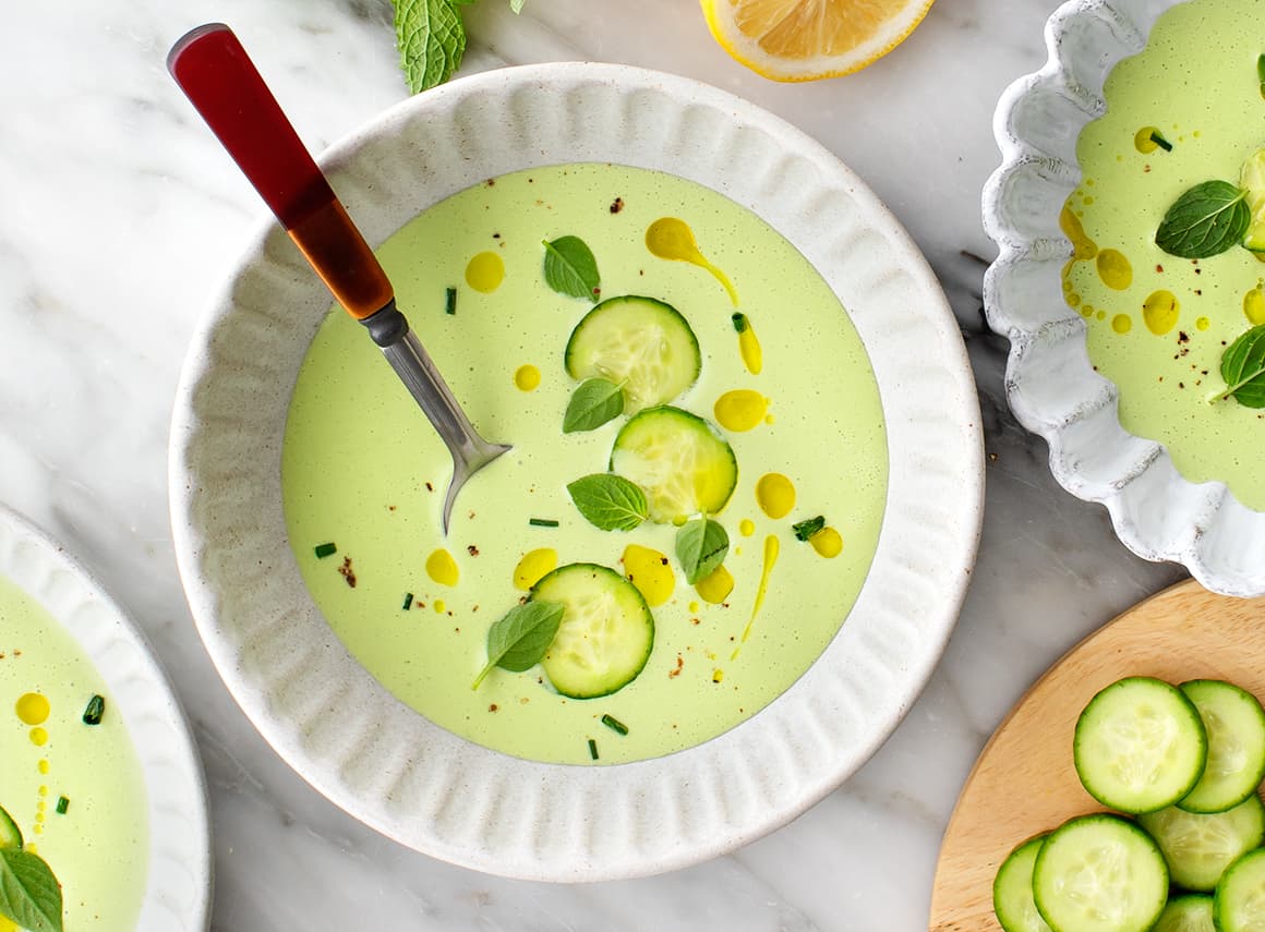 Ice-Crystal Inspired Mint and Cucumber Soup