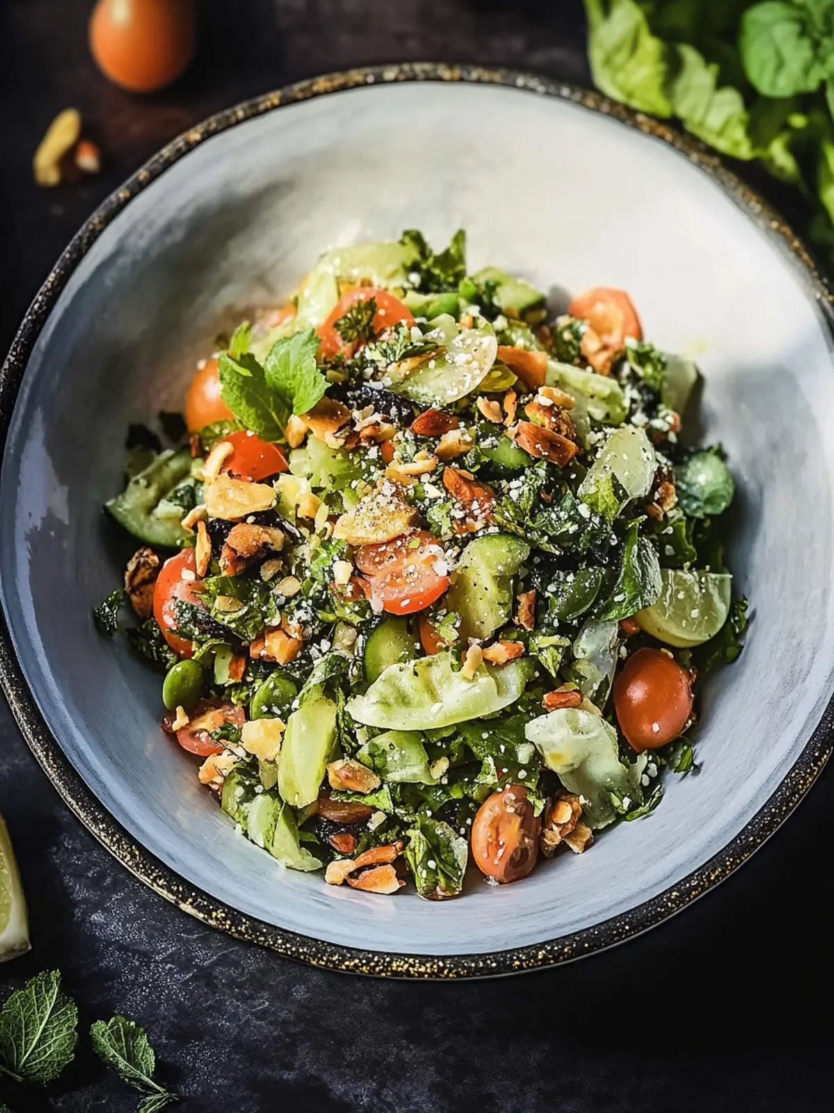 Spicy Burmese Tea Leaf Salad with Crispy Chickpeas