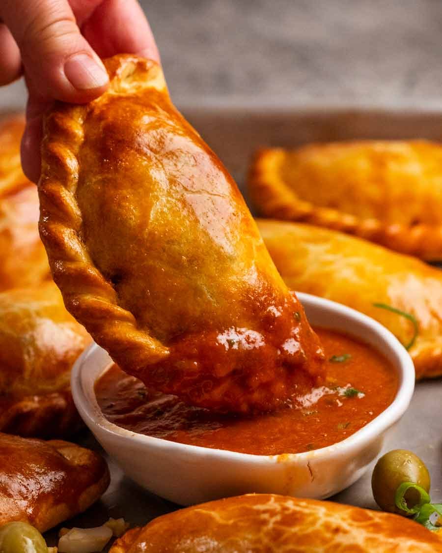 Pan-Fried Beef Empanadas with Spiced Tomato Salsa