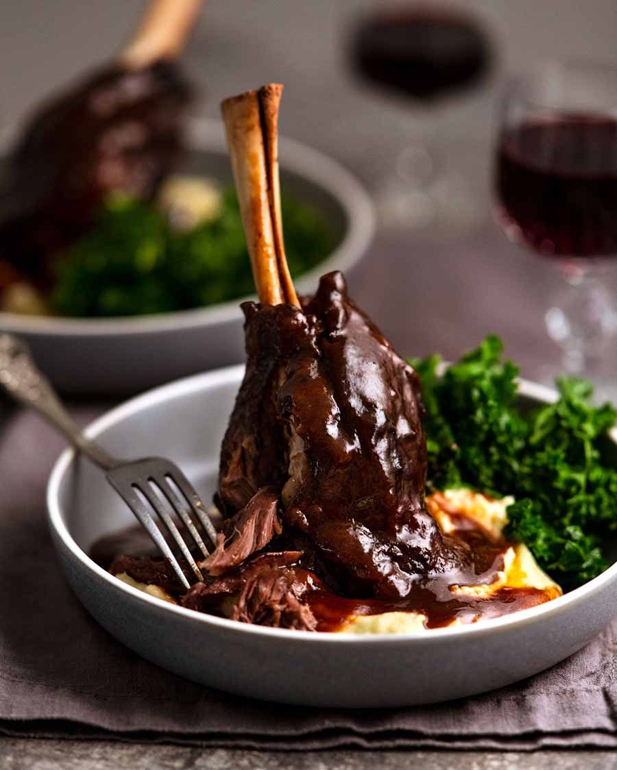 Four-Spice Braised Lamb Shanks with Red Wine Reduction