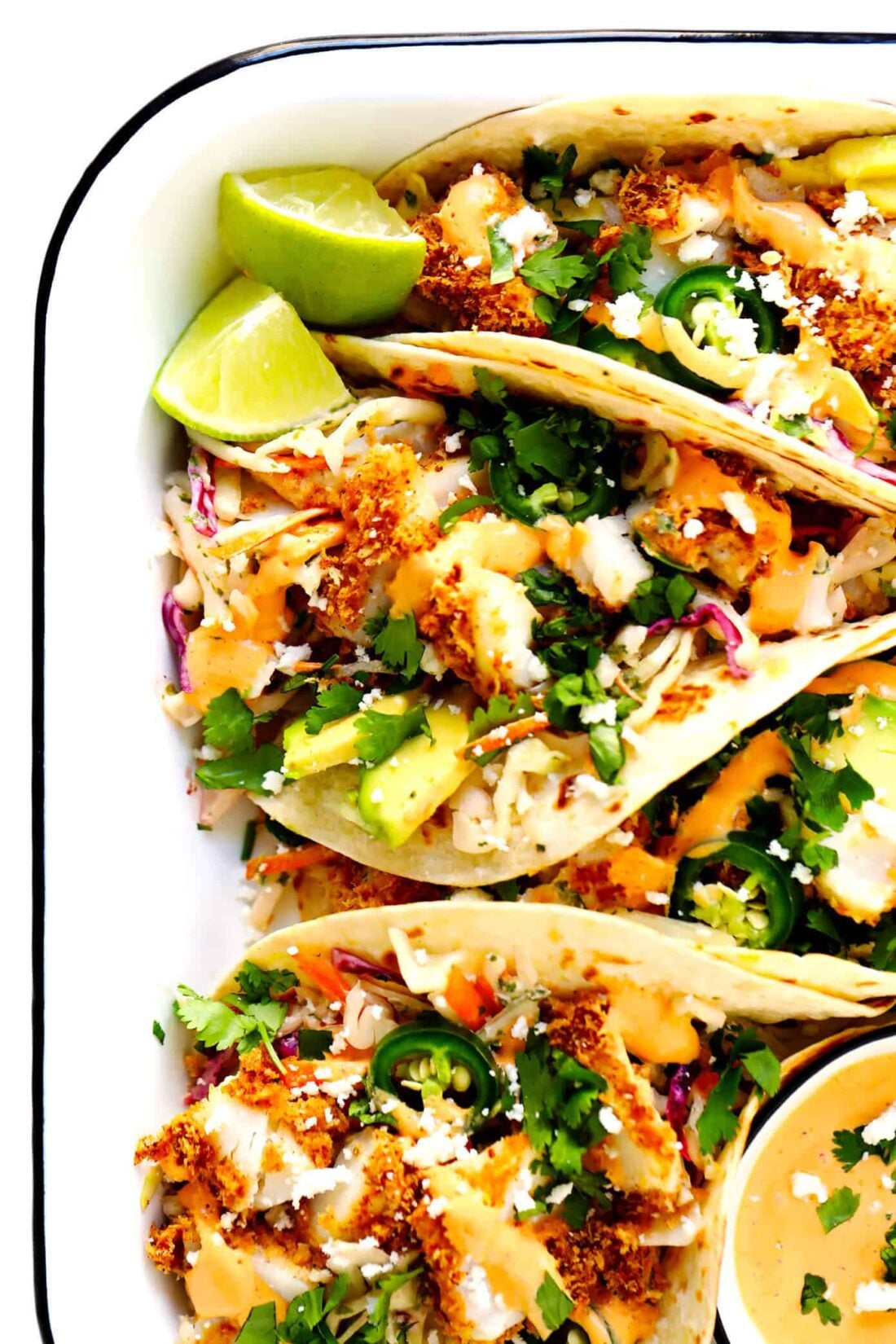 Baked Pan-Fried Fish Tacos with Cilantro Lime Slaw