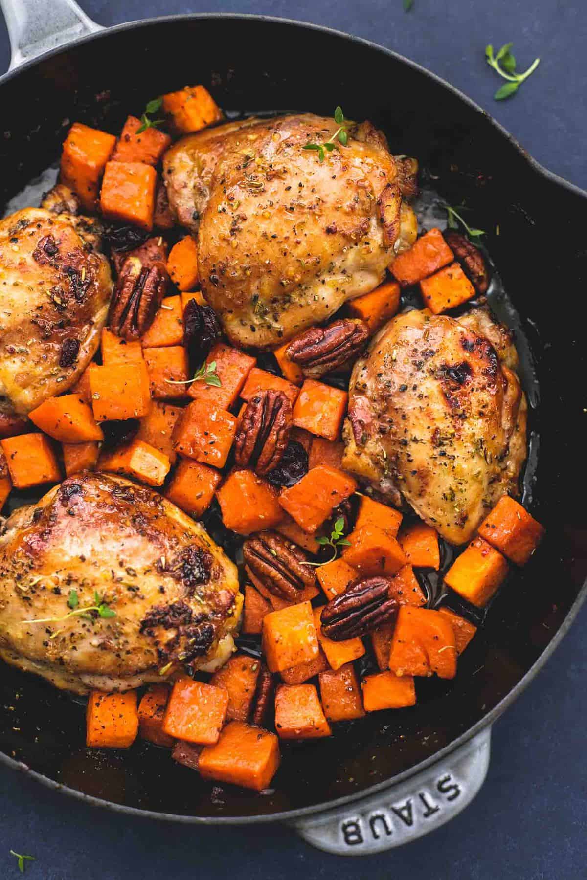Pan-Seared Chicken with Roasted Sweet Potato and Sauteed Spinach