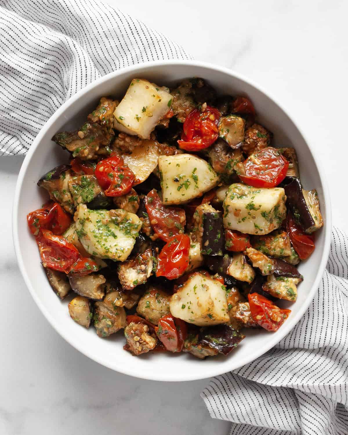 Eggplant and Halloumi Skillet with Spiced Tomato Sauce