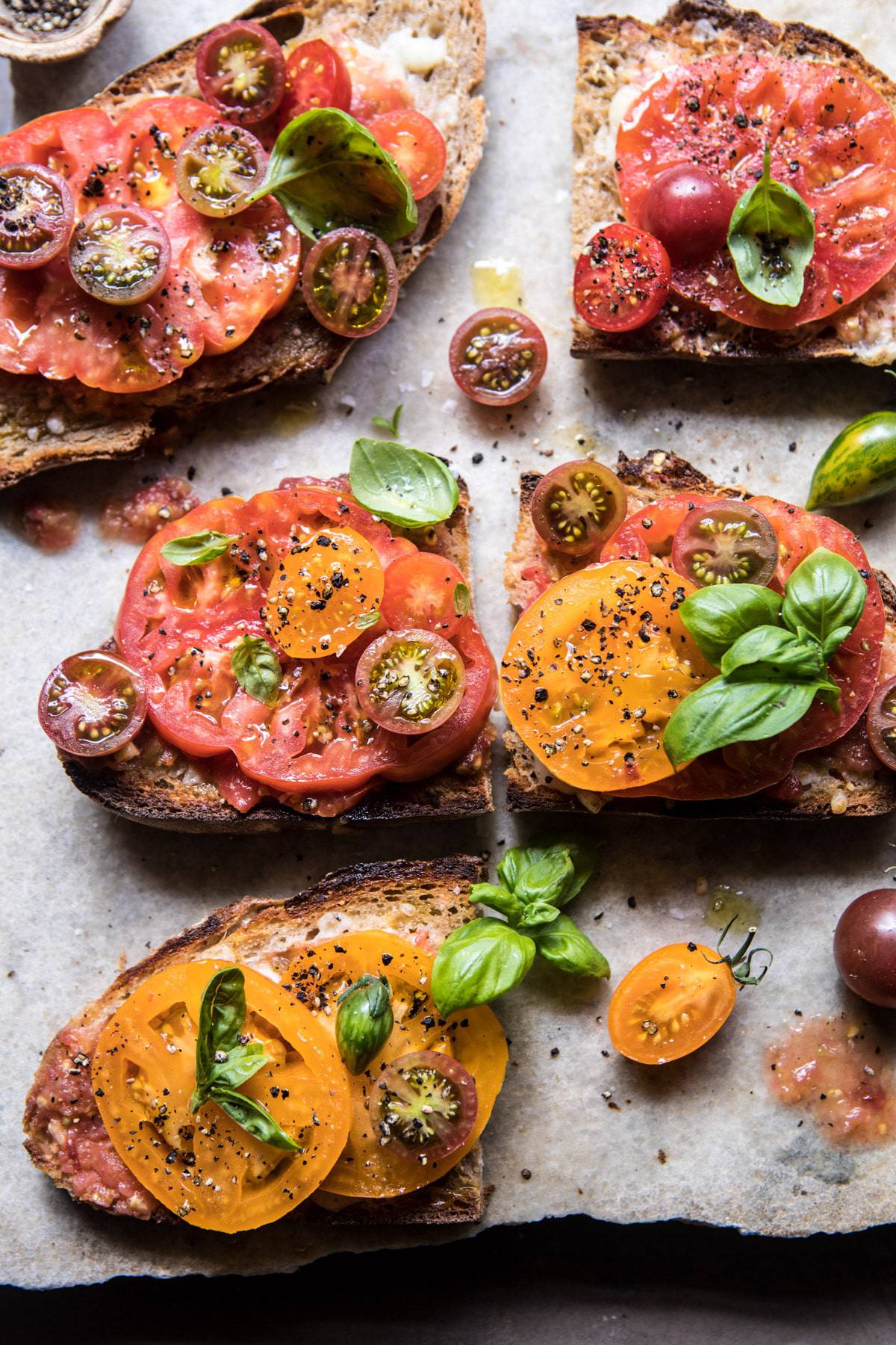 Olive Oil and Garlic Toast with Manchego and Marinated Tomatoes