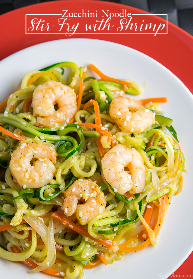 Zucchini Noodle Stir-Fry with Shrimp and Avocado