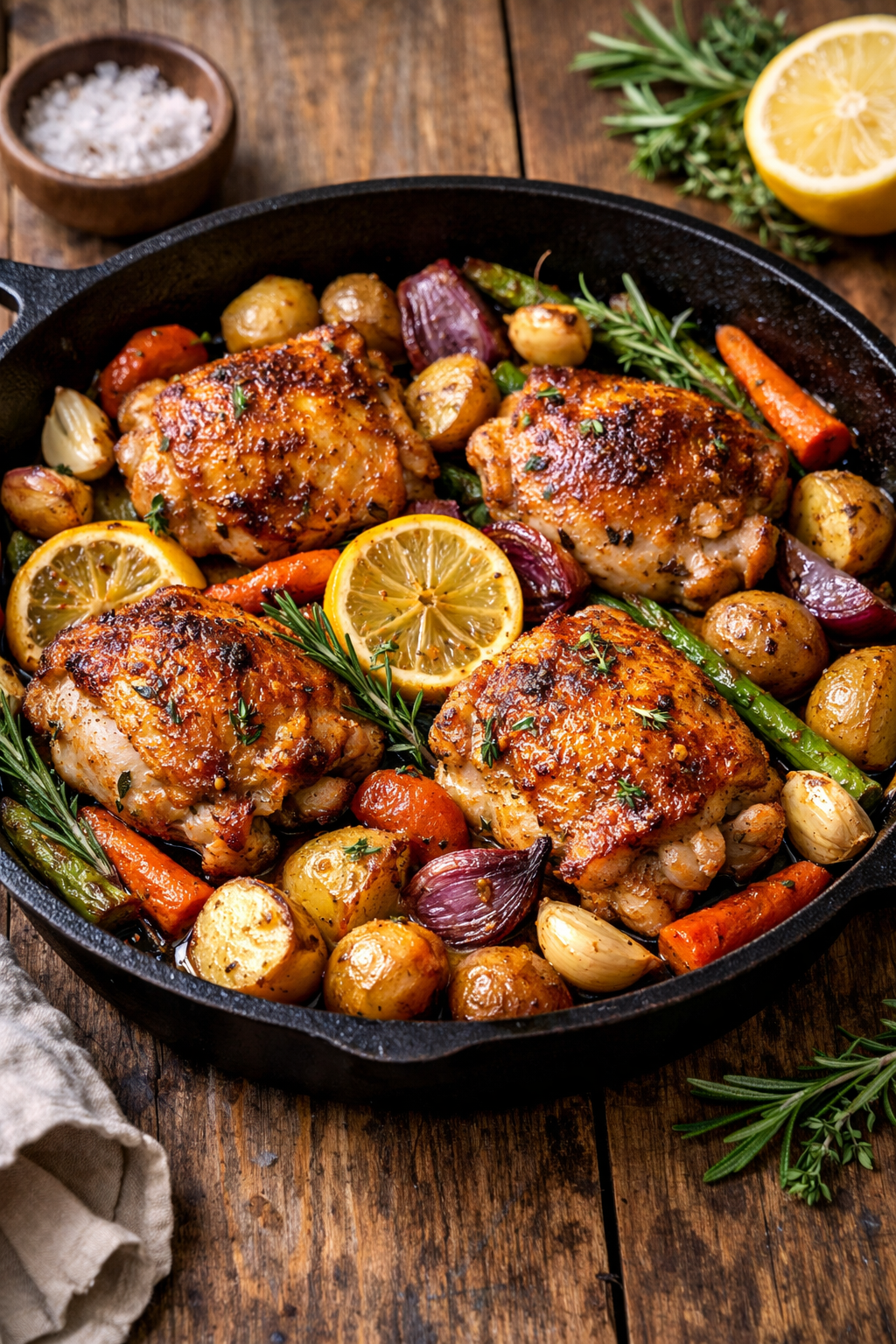 Herb-Crusted Chicken Thighs with Roasted Vegetables