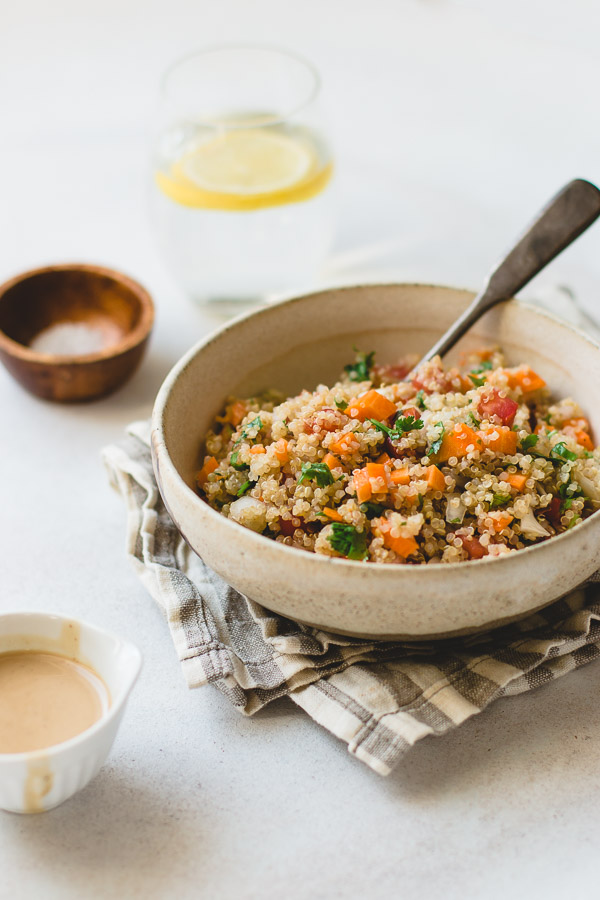 Inland Group Farmstead Vegetable and Quinoa Salad with Lemon-Tahini Dressing