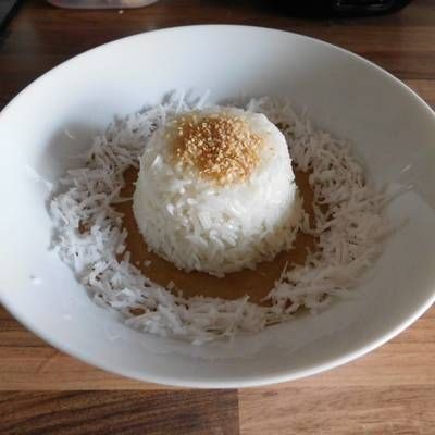 Burmese Coconut Sticky Rice with Palm Sugar and Toasted Sesame