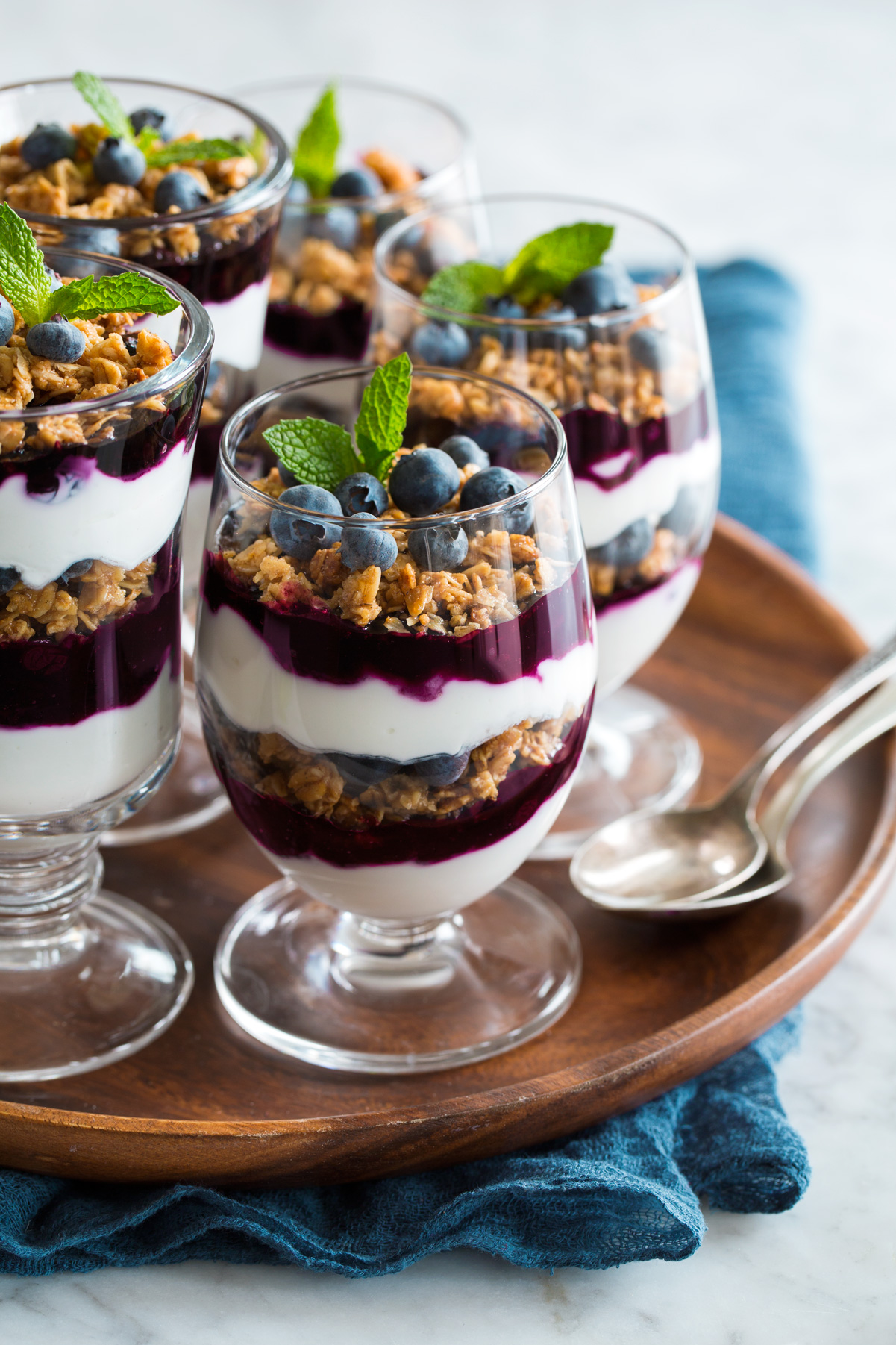No-Bake Blueberry Yogurt Parfaits with Honey and Granola