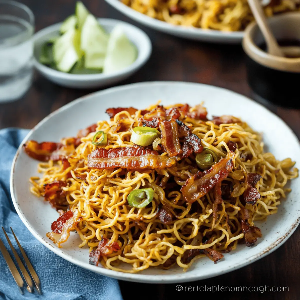Soy-Glazed Bacon Pan-Fried Noodles