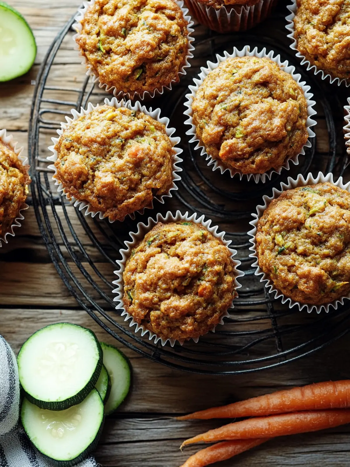 Spinach and Carrot Muffins with Zucchini and Whole Wheat Flour