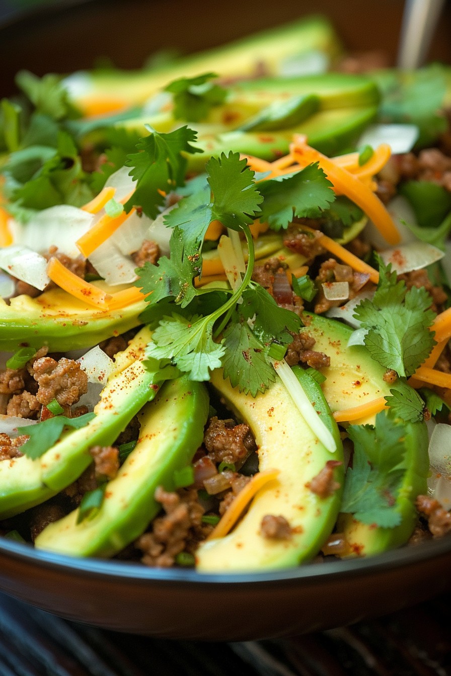 Sautéed Ground Beef with Avocado and Spiced Ground Cumin