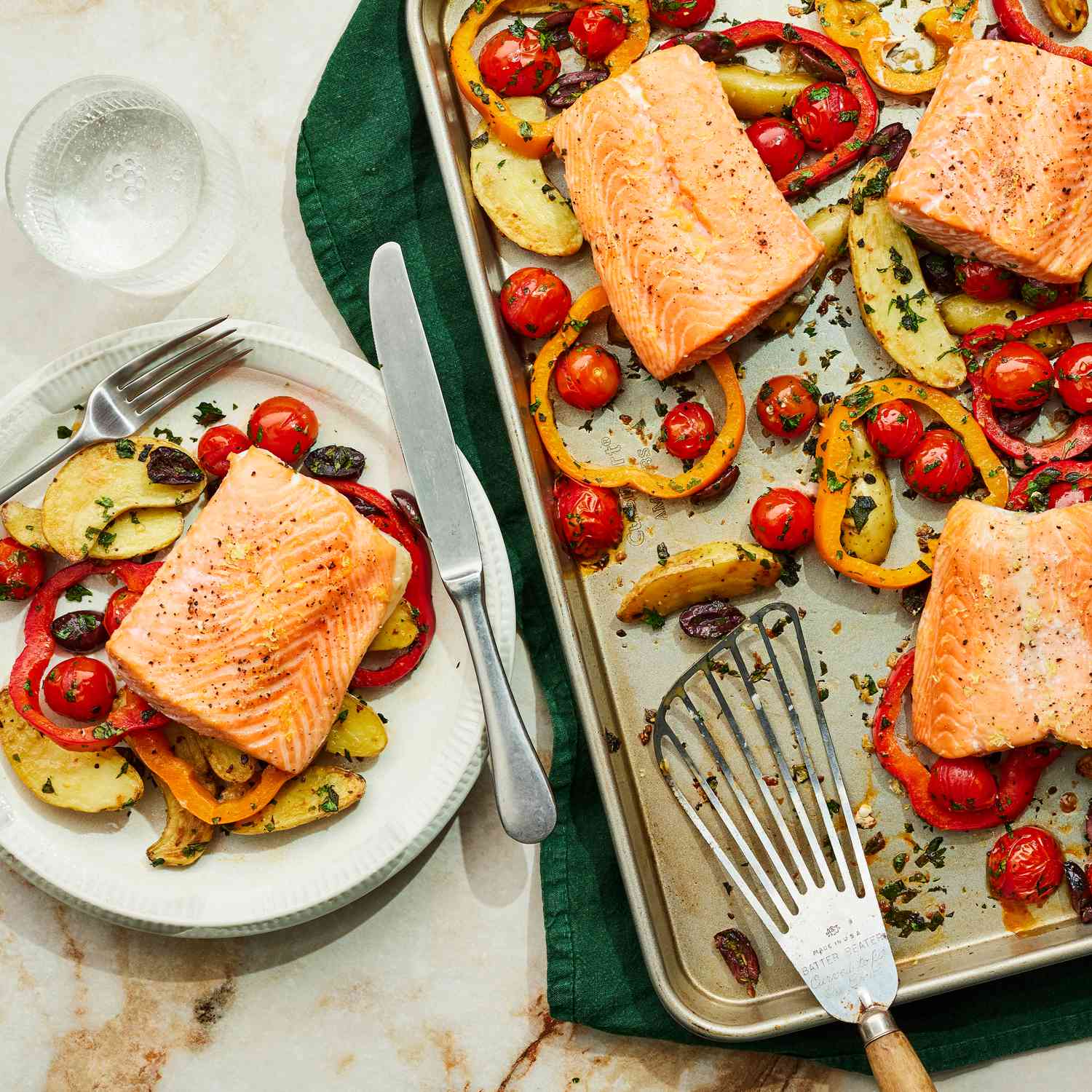 Pan-Seared Salmon with Zucchini and Summer Squash Medley