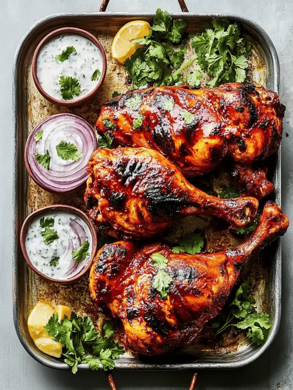 Tandoori Red Sandstone Chicken with Marble Yogurt Sauce