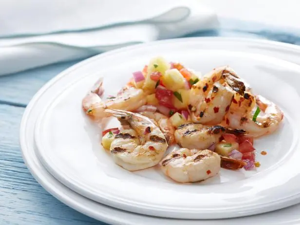 Grilled Mezcal-Marinated Shrimp with Charred Pineapple Salsa