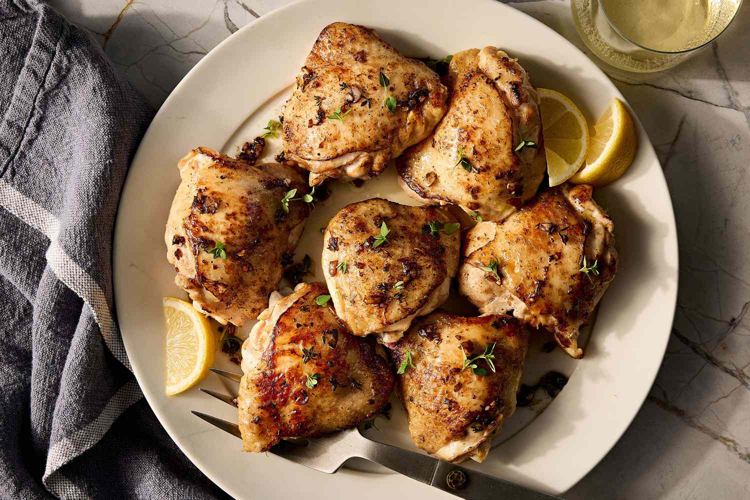 Oven-Roasted Lemon Chicken Thighs with Garlic and Thyme
